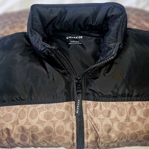 Coach Black and Tan Puffer Jacket